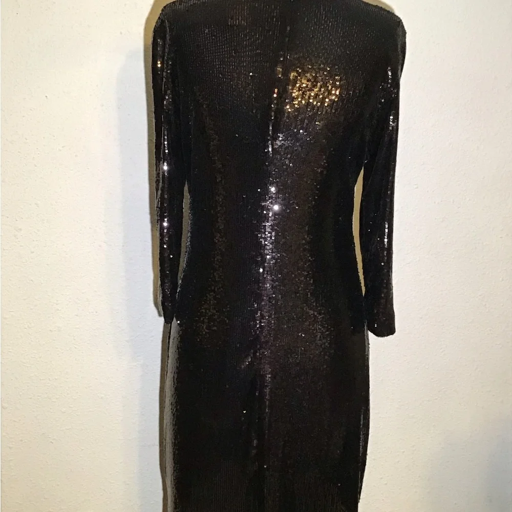 Tory Burch womens black sequins crew neck dress size medium